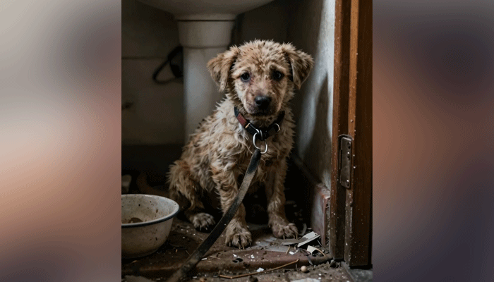 Heartbreaking Rescue: Puppy Found Tied Beneath Sink Gets Second Chance at Life